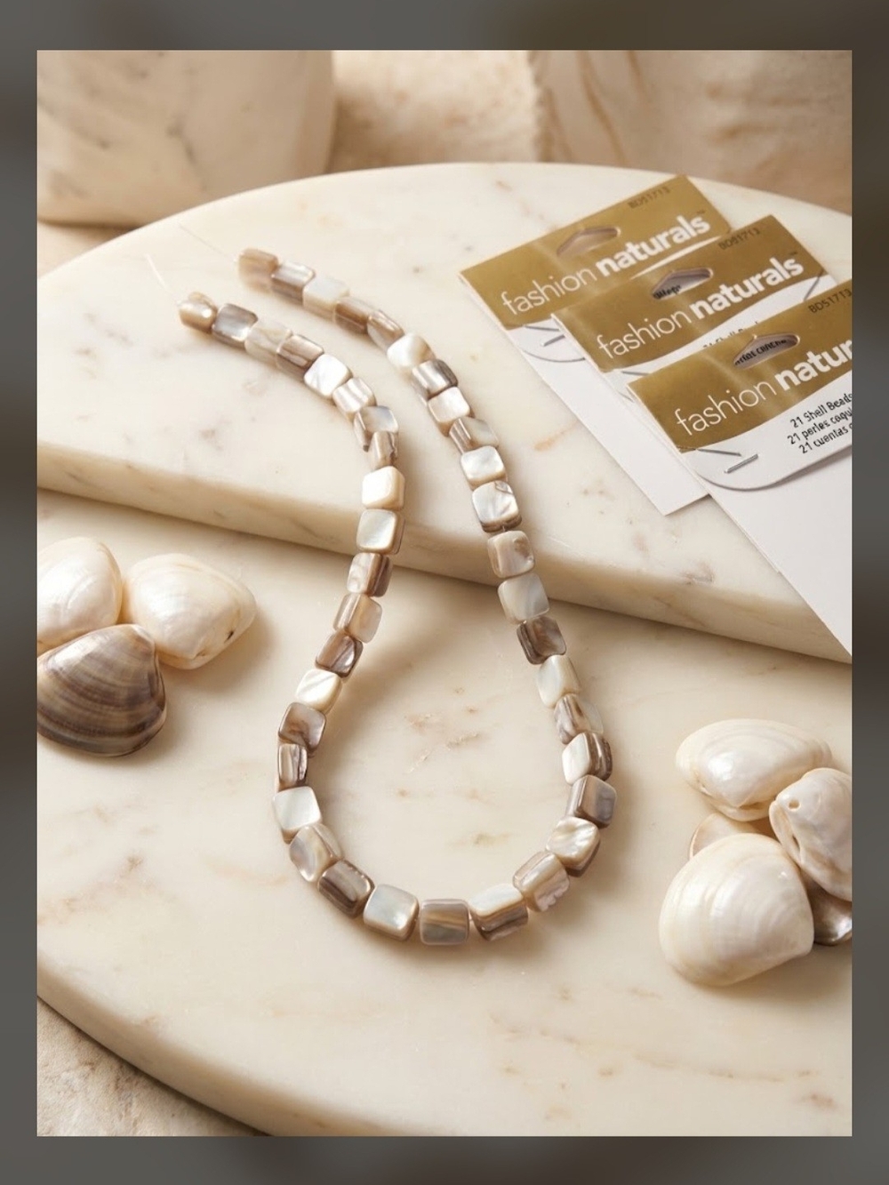 Lot of 3 Packs Fashion Naturals Square Shell Beads DIY Craft Jewelry Making
